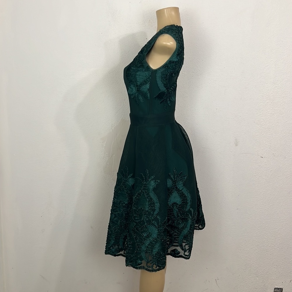 Maje Emerald Green Lace Mesh Midi Dress size 1 - Picture 8 of 9